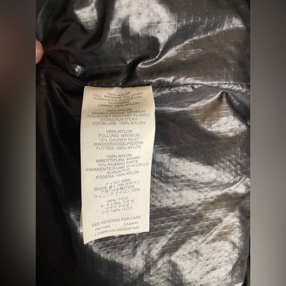 J. Crew Nylon Goose Down Puffer Jacket Black Full Zip Small Outdoor Granola Hike - Picture 7 of 10